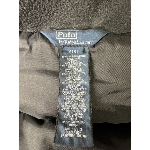 Polo Ralph Lauren Boys Youth Puffer Jacket Coat Black Hooded Size Small 8 Down - Picture 6 of 12